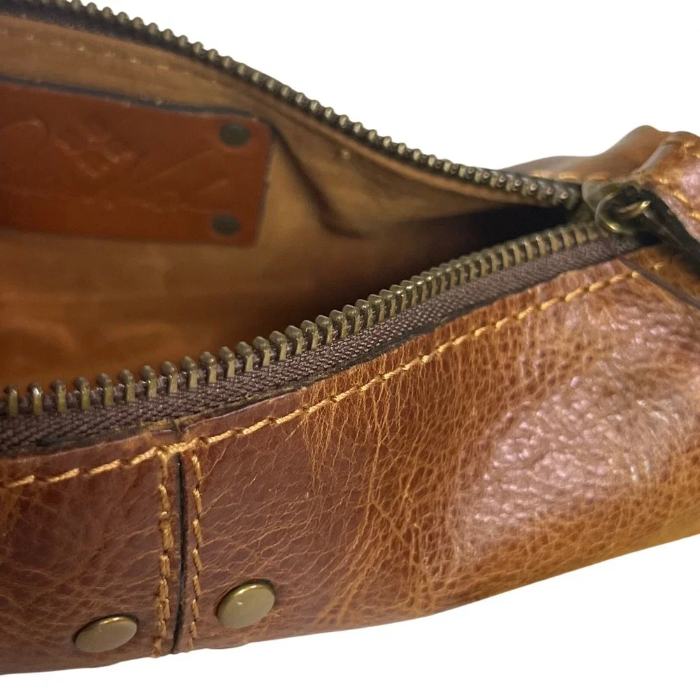 Patricia Nash Isla‎ Cosmetic Case Womens Cognac Distressed Vintage Leather Pouch